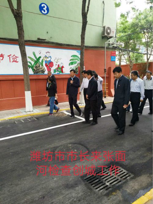 濰坊市文明城市復審期間市區(qū)領(lǐng)導到漲面河小區(qū)檢查指導
